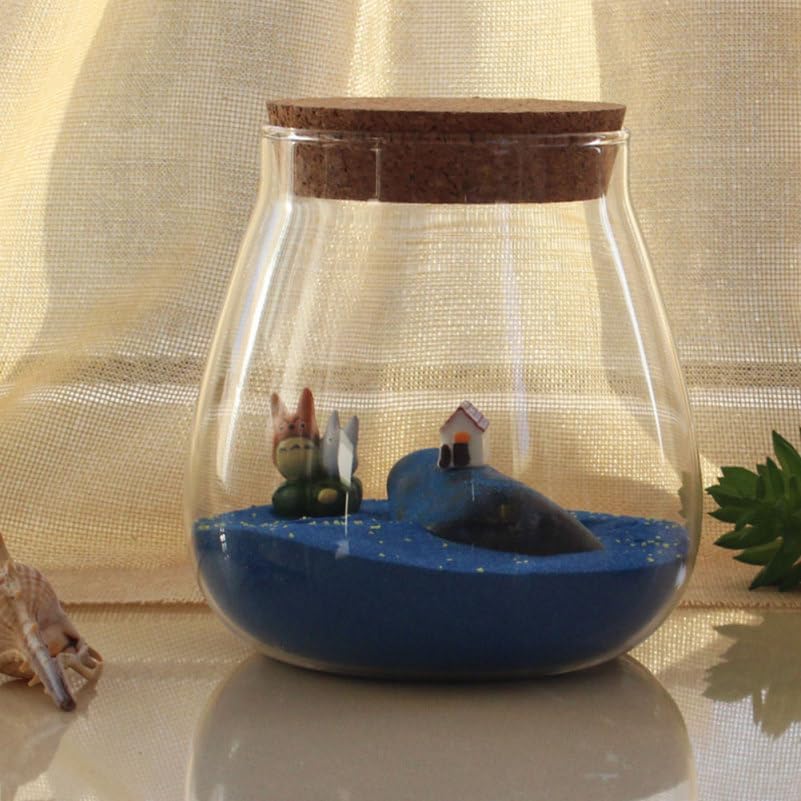 HOMSFOU Round Glass Jar Plant Terrarium Tabletop Succulent Planter balls Buds Vase Wish Bottle Candy Cookie Jar Canister with Cork Lid for Fern Air Plant