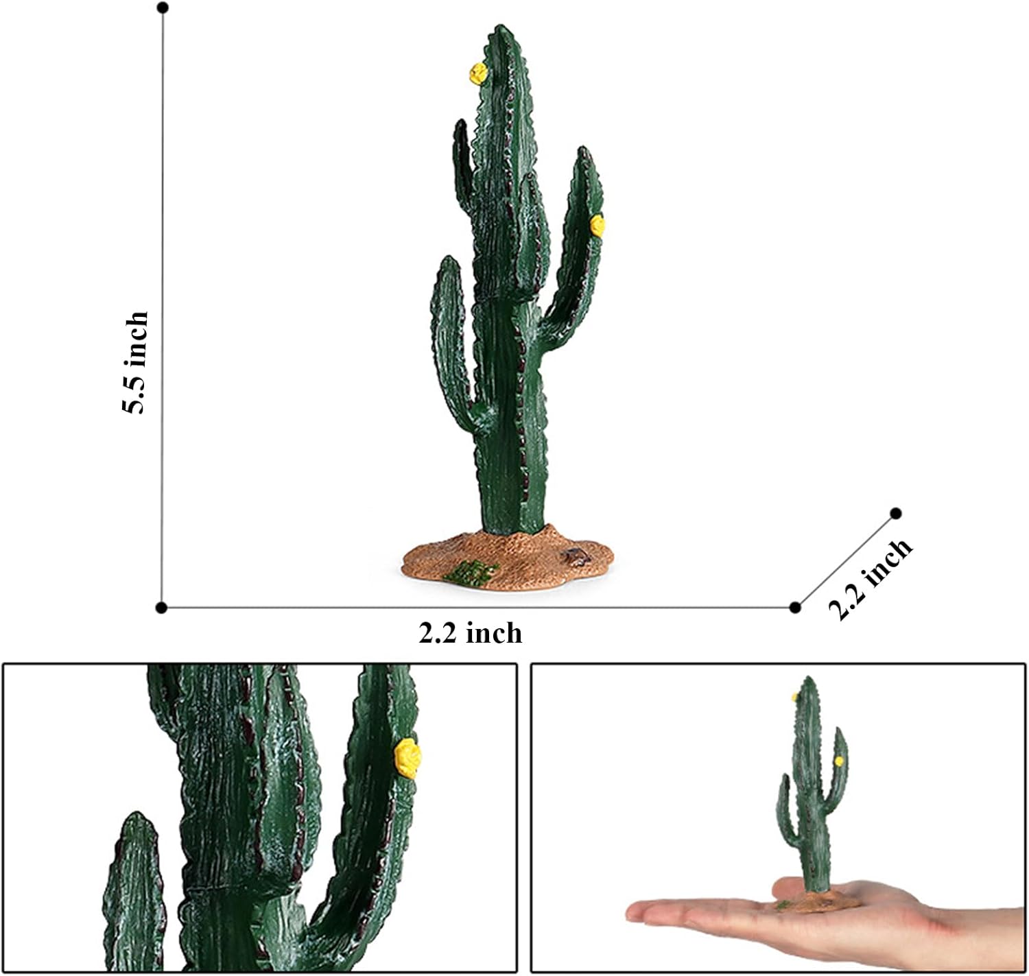 EOIVSH Desert Animal Figurines Set with Model Cactus - Artificial Greenery Plant Fake Cacti - Desert Diorama Project - Great for Sand Table Landscape Scene Accessories Decoration