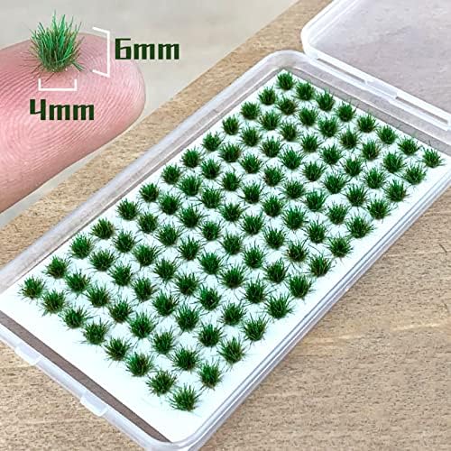 208 Pcs Static Grass Model Grass Tufts Railway Artificial Grass Miniature Grass Tuft Terrain Kit for DIY Model Railway Fairy Garden Diorama Scenery (Set A)