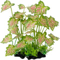 Smoothedo-Pets Aquarium Plant Fish Tank Decoration Small Plastic Artificial Plant Goldfish Fish Hide (Rainforest Leafs-Pink-Large-Set) (Rainforest Leafs-Pink-Large-Set)