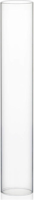 WGVI Hurricane Candle Holder Sleeve, Wide 4", Height 24", Clear Glass Cylinder Candleholder, Chimney Tube, Open Ended Candle Shade, 1 Piece