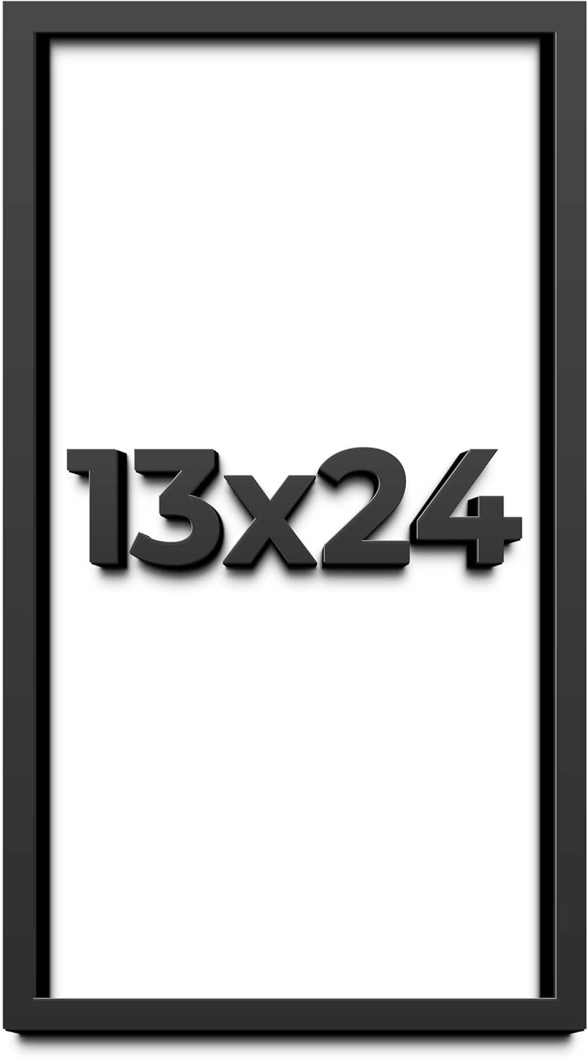 13x24 Shadow Box Frame Black | 1 Inch Deep Solid Wood Shadowbox Display Frame | UV Resistant Acrylic Plexiglass, Acid Free Backing, and Hanging Hardware | Dugan Picture Frame Style