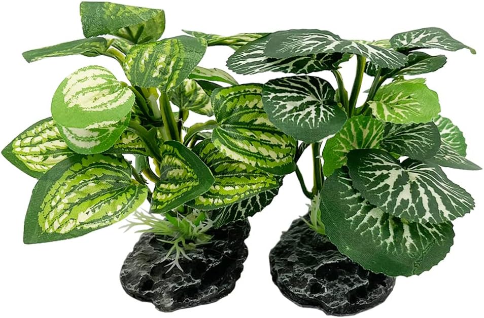 Smoothedo-Pets Aquarium Plants Betta Fish Tank Decorations 4inch/2pcs Soft Silk Artificial Plant Goldfish Waterscape Fish Hides Snake Tank/Reptiles Plants (B-3pcs Set)