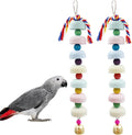 Mineral Chew Toy 2-Pack – Colorful Beaded Bird Toys with Bells | Beak Grinding & Foraging Enrichment for African Grey, Amazon Parrots, Budgies, Cockatiels, Conures