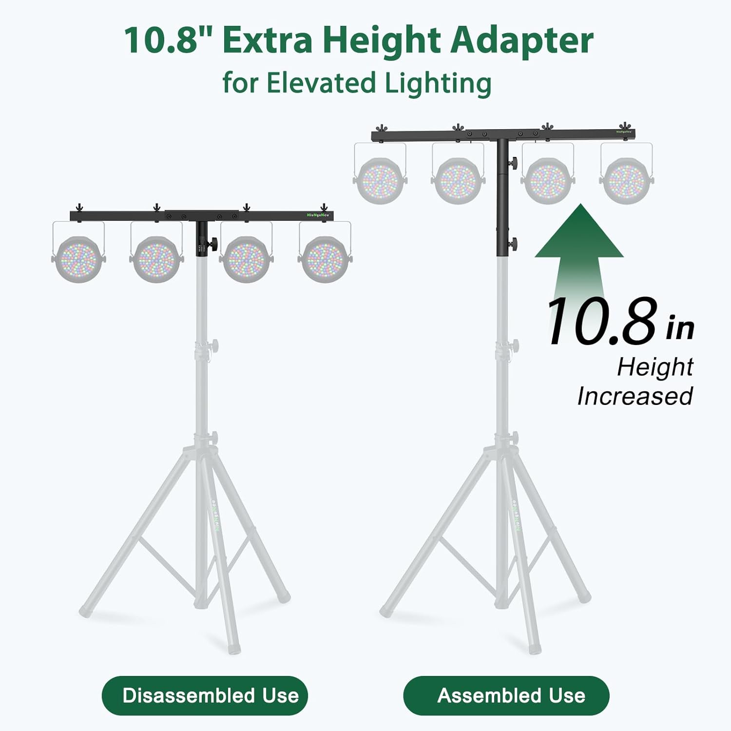 DJ Light Stand T-Bar Extension Cross Bar with 14.5" Extended Pole Mount for Par Light Stage Stand Tripod, Set of 2