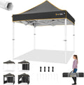 Hoteel 6.6 x 6.6 Pop up Canopy,Easy Up Heavy Duty Canopy with 4 Sidewalls,Upgrade Hexagonal Tube UPF50+ 1500mm Waterproof,Outdoor Canopy Tent with Carry Bag for Commercial Events,Beach,Camping,Black