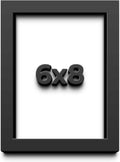 6x8 Shadow Box Frame Black | 1 Inch Deep Solid Wood Shadowbox Display Frame | UV Resistant Acrylic Plexiglass, Acid Free Backing, and Hanging Hardware