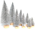 8 Pcs Artificial Mini Christmas Trees, Miniature Pine Trees Sisal Trees with Wood Base Tabletop Christmas Tree for Christmas Xmas Holiday New Year (Sliver, 8 pcs)