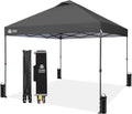 CROWN SHADES 10x10 Pop Up Canopy Tent - Patented Center Lock One Push Instant Outdoor Canopy Beach Tent with STO-N-Go Bag 8 Stakes & 4 Sand Bags，Grid Grey
