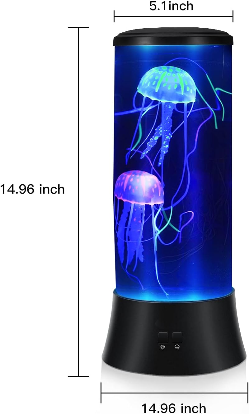 Meloki Floating Jellyfish Lamp - Electric Jelly Fish Light Lamp with Auto Color Changing, Ultra-Quiet Water Pump, Holiday Gift for Kids Men Women, Home Room Mood Decor