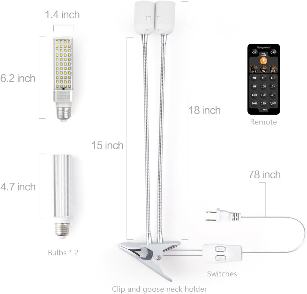 A Plus Smart LED Grow Lights for Indoor Plants - Real Time Sunlight Brightness Simulation, Full Spectrum Grow Light with 2-24 Hours Timer, Auto on/Off, Independent Control Dual Heads, Dimmable