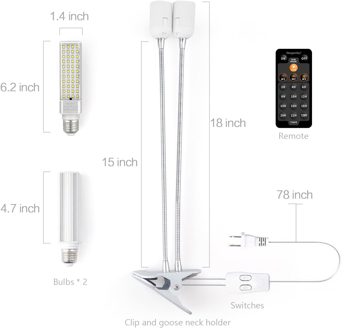 A Plus Smart LED Grow Lights for Indoor Plants - Real Time Sunlight Brightness Simulation, Full Spectrum Grow Light with 2-24 Hours Timer, Auto on/Off, Independent Control Dual Heads, Dimmable