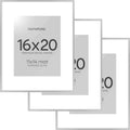 Homeforia 16 x 20 Picture Frame Silver, High End Metal 16 x 20 Frames with Mat 11 by 14 Photo, 16x20 Silver Poster Frame Matted to 11x14 Print, 20x16 Hanging Frames, Tempered Glass, Wall Kit, Set of 3