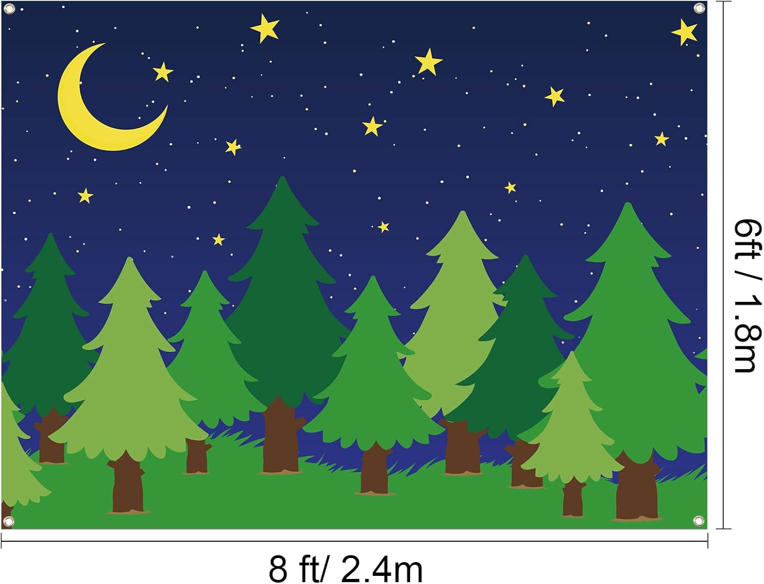 6 x 8 ft Enchanted Forest Camping Backdrop Scene Camping Background Supplies Forest Night Scene Photography Background for Theme Party Photo Banner Decoration
