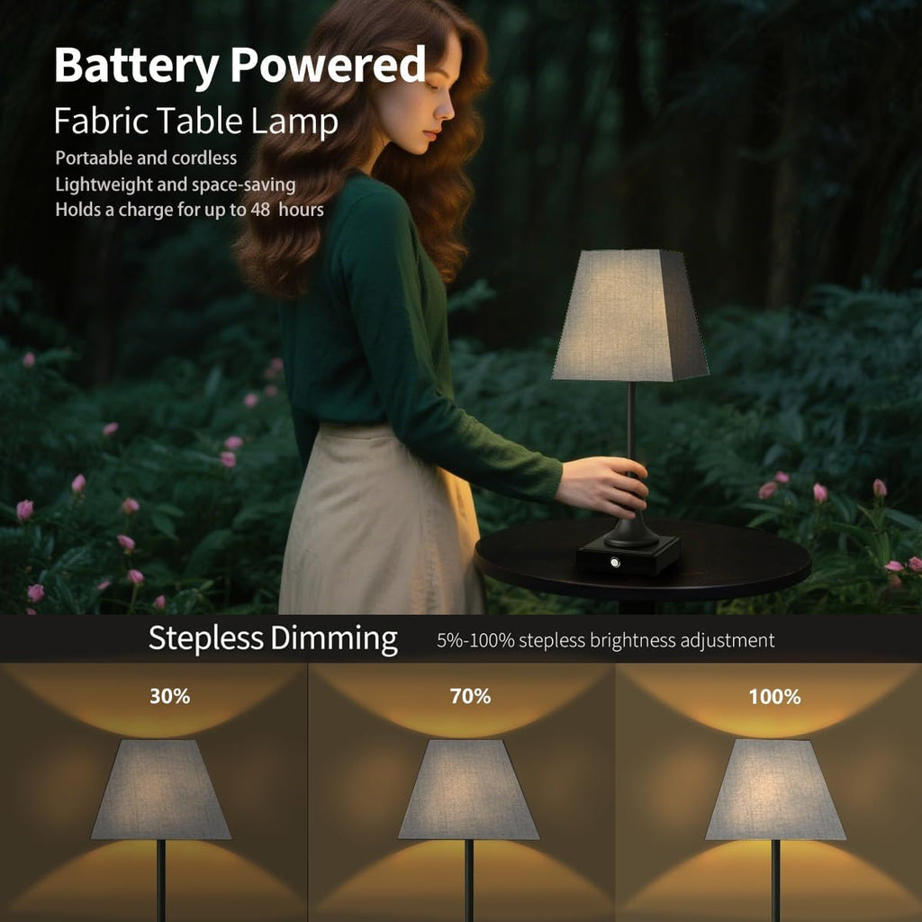 Rechargeable LED Table Lamps with Stepless Touch Control,Black Cordless Lamp for Living Room&Bedside&Patio&Shower,Small Desk Lamp(6000mAH Battery),1 Pack for Home Decor,Best Gifts for Family