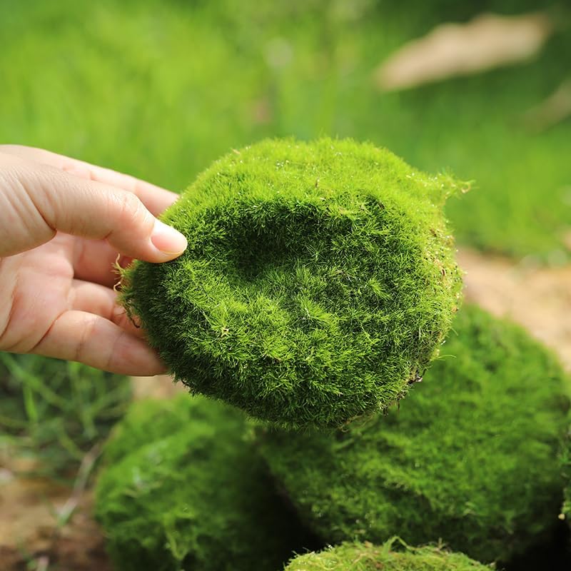 Artificial Moss Blocks for Garden Decoration, 6-Piece Set, Green Decorative Moss Stones Suitable for Ecological Tanks, elf Gardens(Realistic Green Faux) Fake Moss