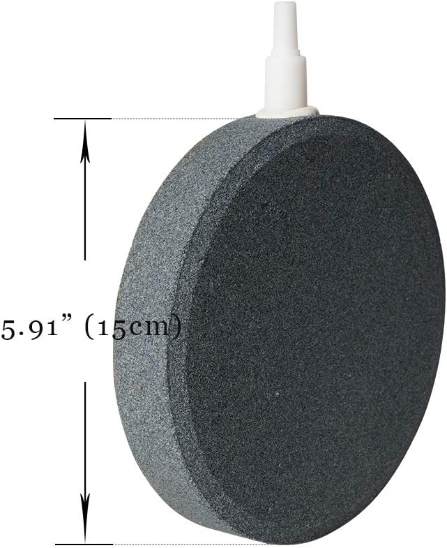 Quickun 4 Inch 6 Inch Updated Crazy Air Disc Stone Cylinder Bubbler Plus Diffuser Aquarium Fish Tank Hydroponics Pump Airstones Diffuser 3/16" 5/16" Hose ID