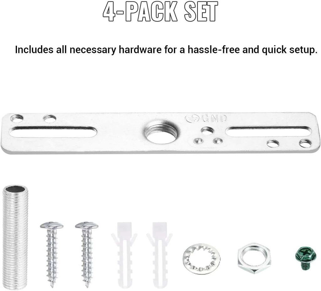 4" Ceiling Light Fixture Mounting Bracket Kit, 4Pcs Universal Lamp Crossbar Hardware Set for Chandelier & Wall Lights, Silver