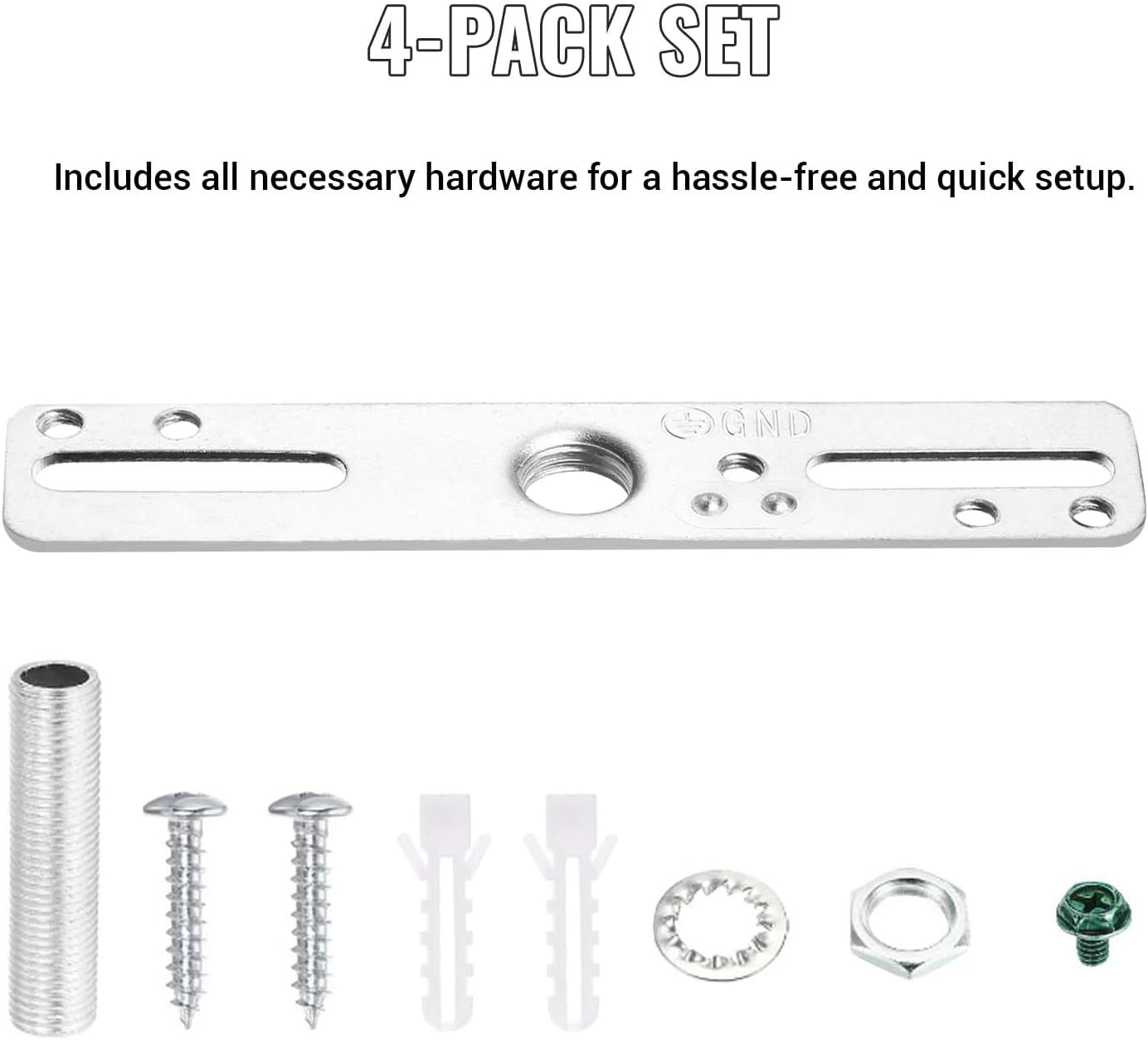 4" Ceiling Light Fixture Mounting Bracket Kit, 4Pcs Universal Lamp Crossbar Hardware Set for Chandelier & Wall Lights, Silver