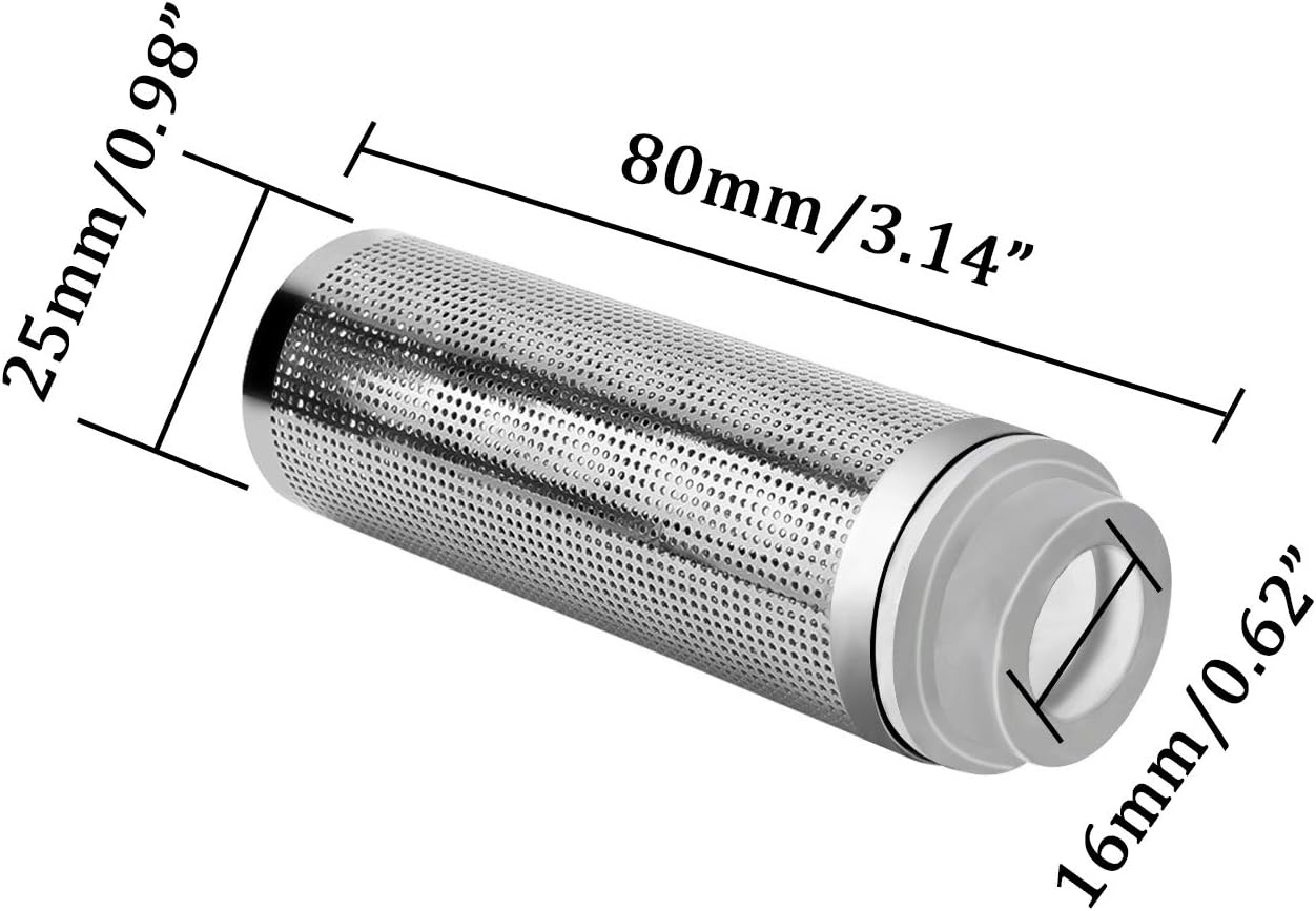 NACX Aquarium Fish/Shrimp Mesh Net Filter Guard，Fish Tank Intake Strainer Pre-Filter Cover Stainless Steel (16mm ID)