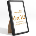 6x10 Aluminum Metal Picture Frame,Tempered Glass Black Photo Frame 6x10 for Family Photo,Posters,Art,Document to Wall Mount Horizontally or Vertically