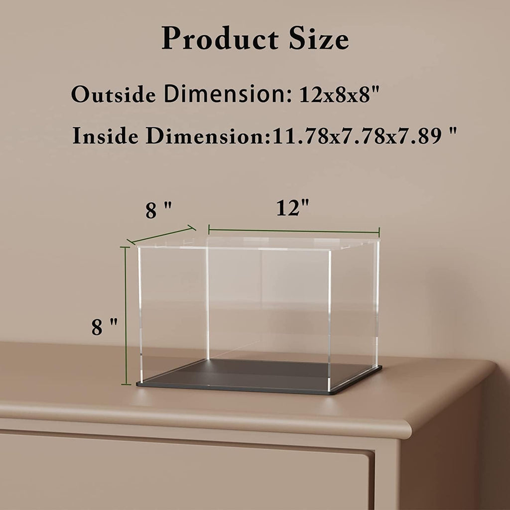 SVENJBB Acrylic Display Case, Acrylic Boxe for Display, Clear Display Cases with Matte Black Base and Lid for Football, Car Model and Figures, 12x8x8 Inch