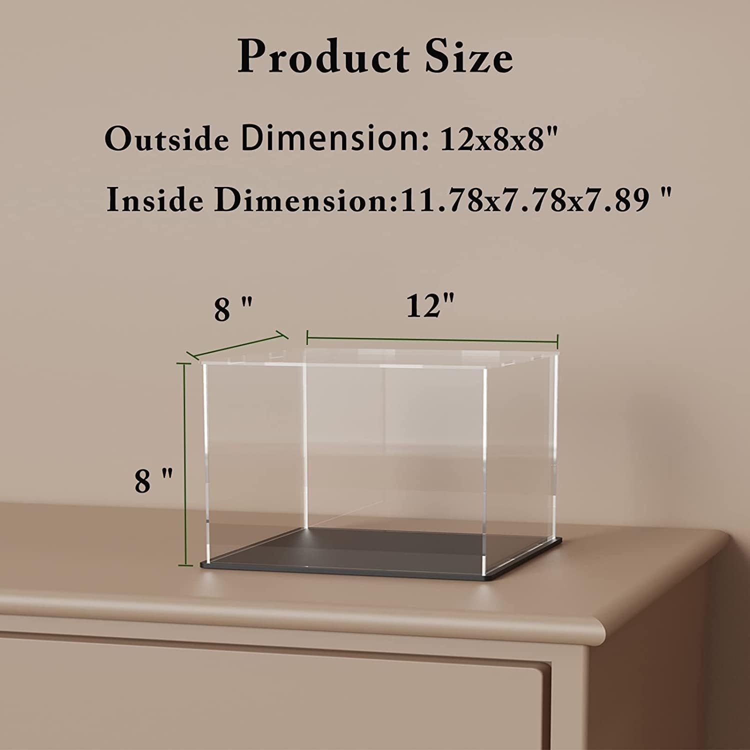 SVENJBB Acrylic Display Case, Acrylic Boxe for Display, Clear Display Cases with Matte Black Base and Lid for Football, Car Model and Figures, 12x8x8 Inch