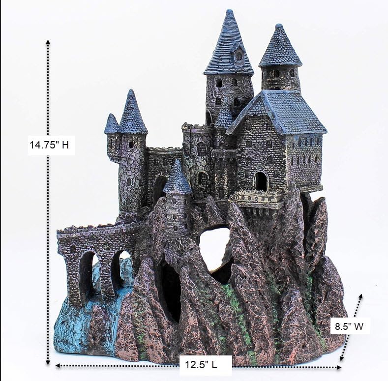 Penn-Plax Age-of-Magic Wizard’s Castle Aquarium Decoration – Safe for Freshwater and Saltwater Fish Tanks – Extra Large – Part B