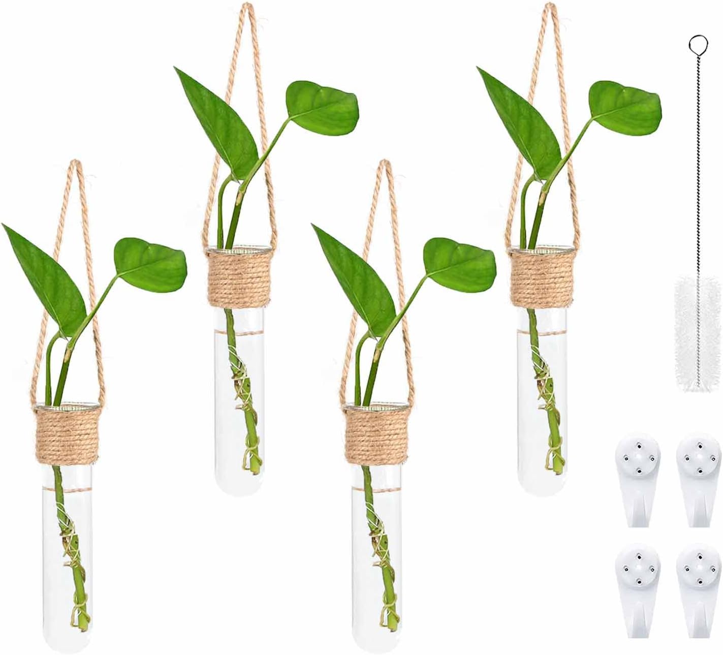 ARTORA Plant Propagation Hanging Glass Planter Terrarium Wall Mounted Decorative Flower Vase Hydroponic Plant Cultivation Test Tube for Home Office Decor (4PCS)