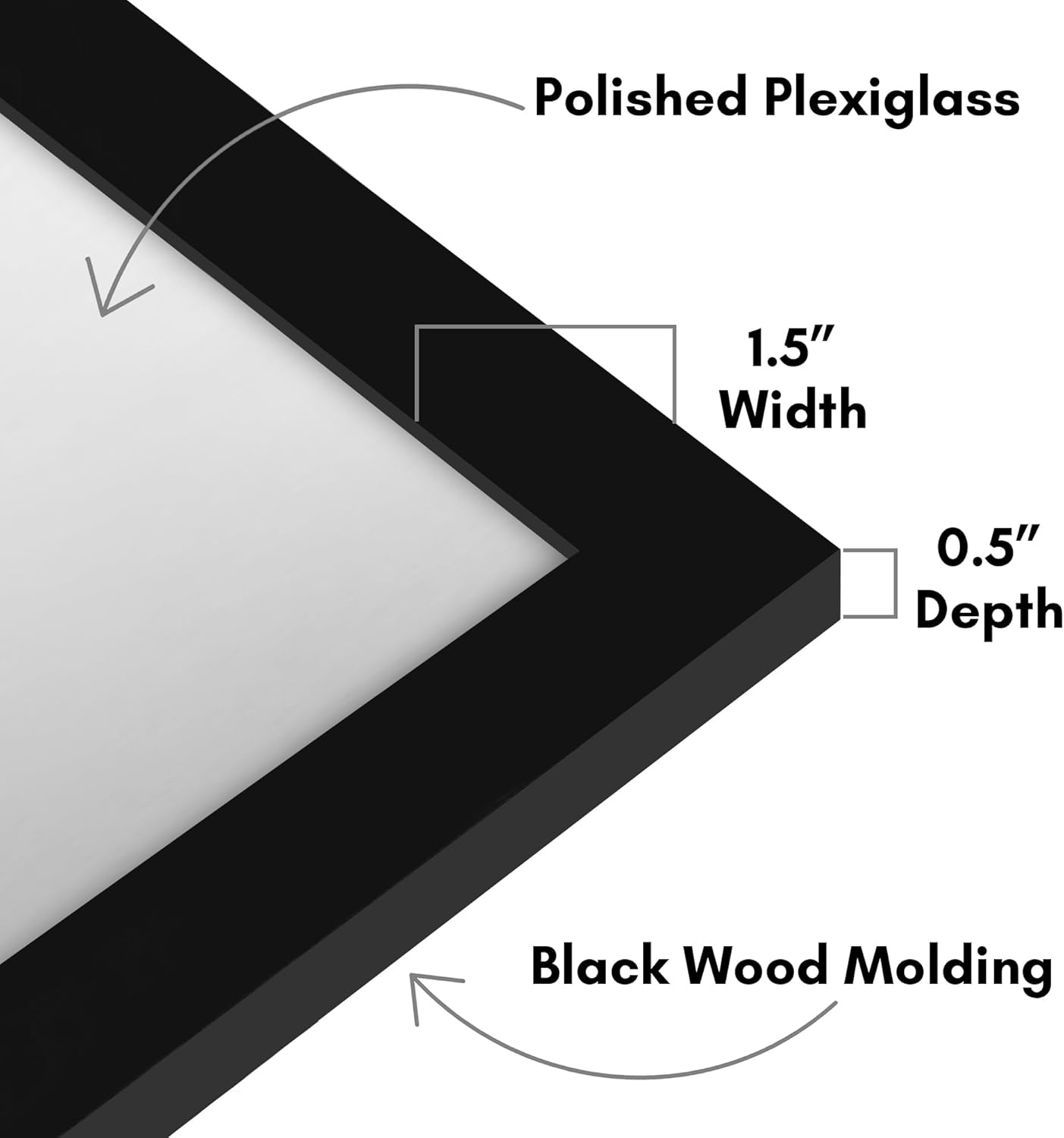 Americanflat 18x36 Picture Frame with Polished Plexiglass - Black Picture Frame - Wide Photo Frames Made of Engineered Wood for Vertical or Horizontal Wall Display - Epic Collection - Black