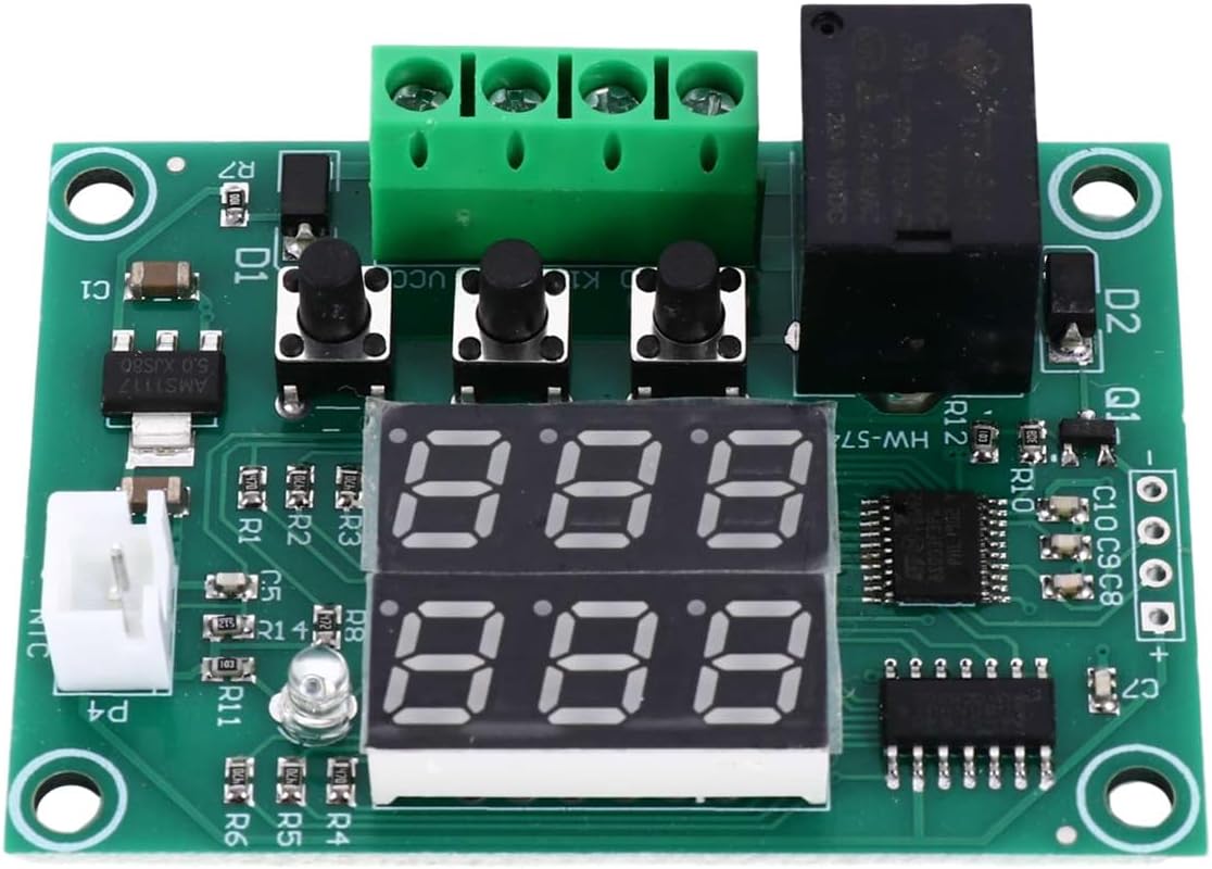 Dual Digital Thermostat Controller DC Voltage Temperature Control Module with Sensor High Precision Heating Cooling Thermostat for Greenhouse Boiler Hatching
