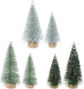 Yahpetes Miniature Christmas Tree 6 Pcs Pine Trees Sisal Trees Snow Frost Ornaments with Wooden Bases for Miniature Scenes, Christmas Crafting and Designing, Mixed Size