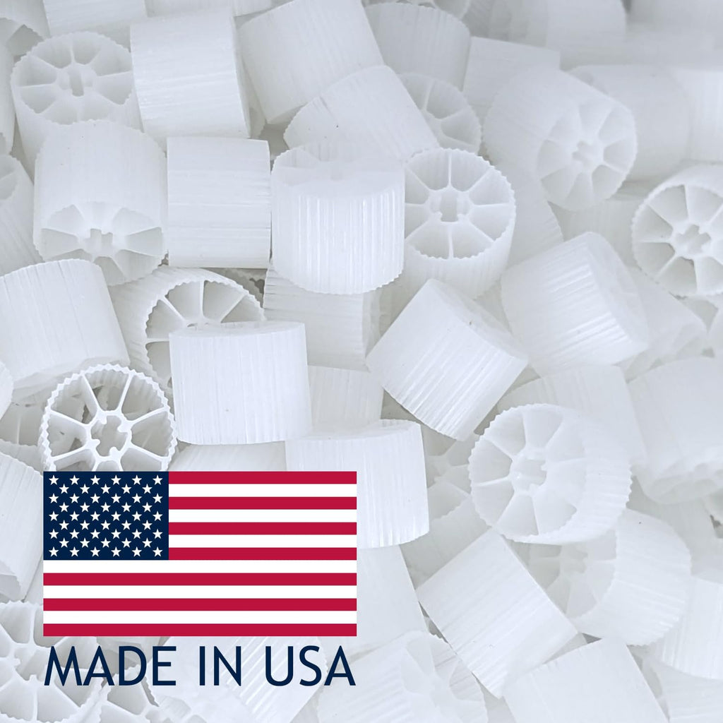 Moving Bed Bio Filter Media - 20mm, White, for Koi Ponds, Aquariums, Aquaculture, Aquaponics (100 pcs)