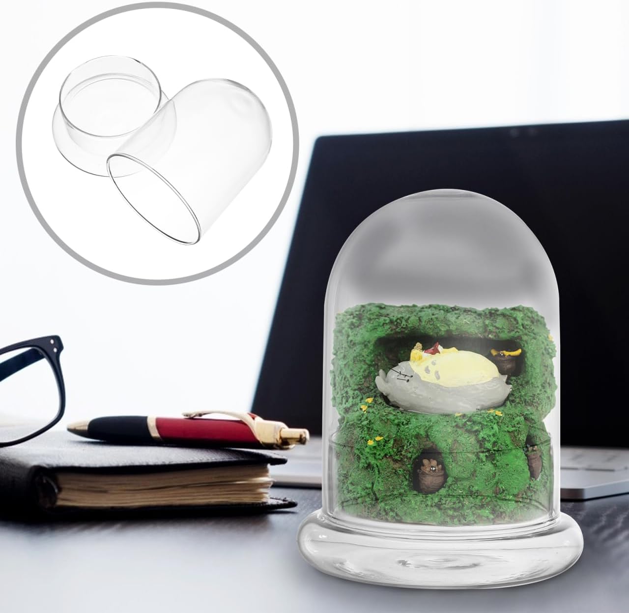 Hemoton Glass Display Dome,Clear Glass Dome for Micro Landscape DIY,Clear Cloche Bell Jar Terrarium Display Bottle,Decorative Case for Plants Succulents Fairy Lights Photos Medals
