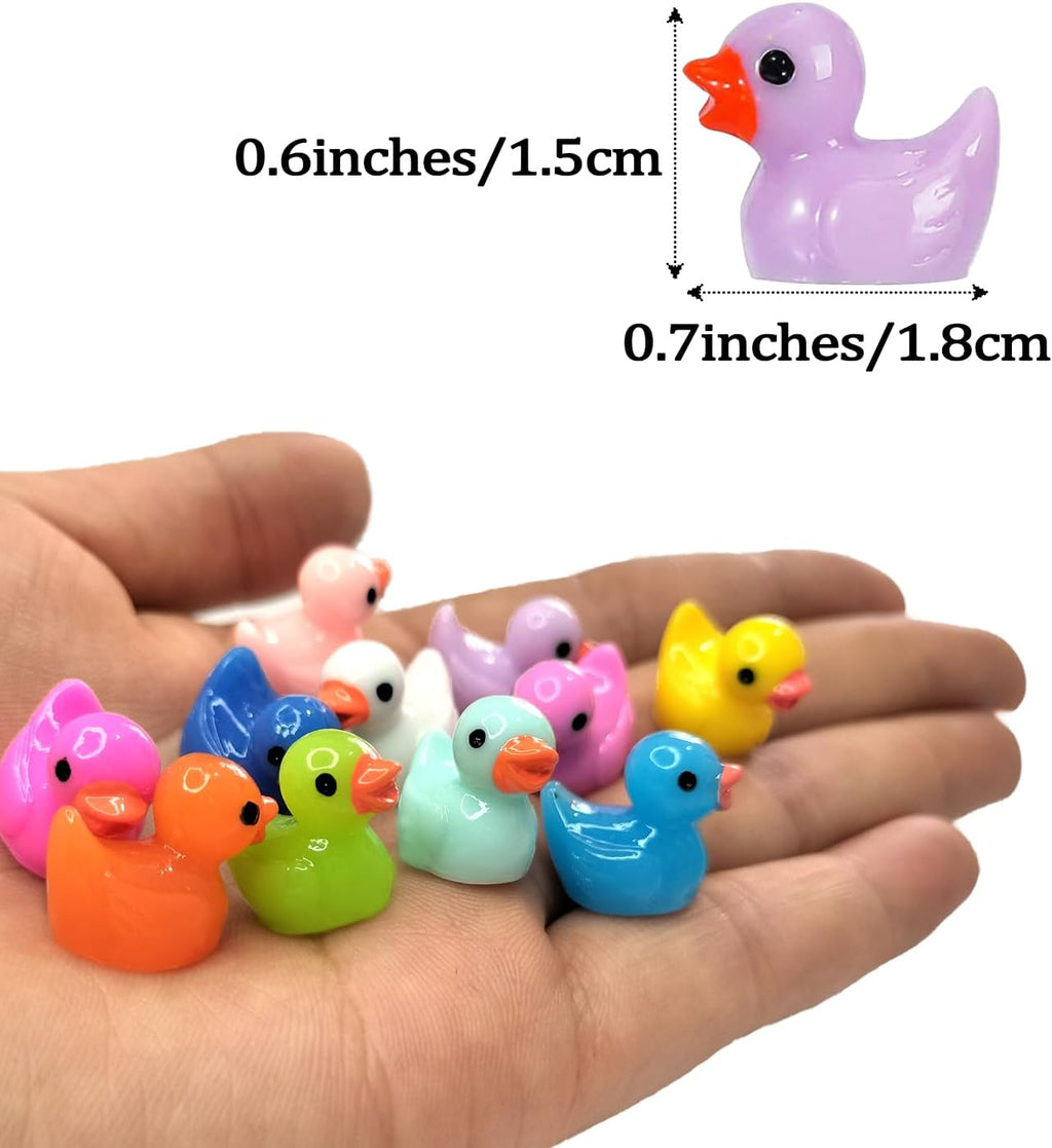 110 Pieces Mini Resin Ducks Tiny Duck Miniature Figures Charms Ornament Potted Garden for Party, DIY Micro Landscape Decorations, Aquarium Ornaments