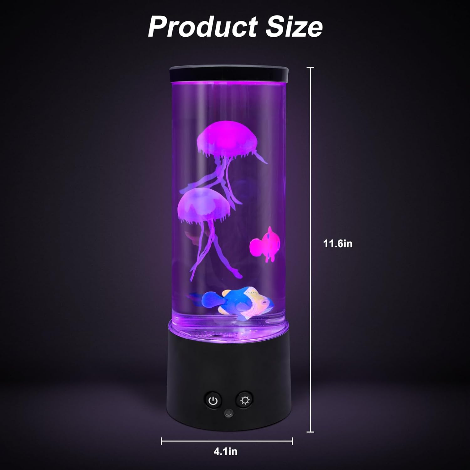 Jellyfish Lamp, Electric Jellyfish Lighting, Jelly Fish Tank Table Aquarium Lamp with 17 Colors, Floating Jelly Fish Night Light Present Decorations for Home, Office, Adult, Kids (Black)