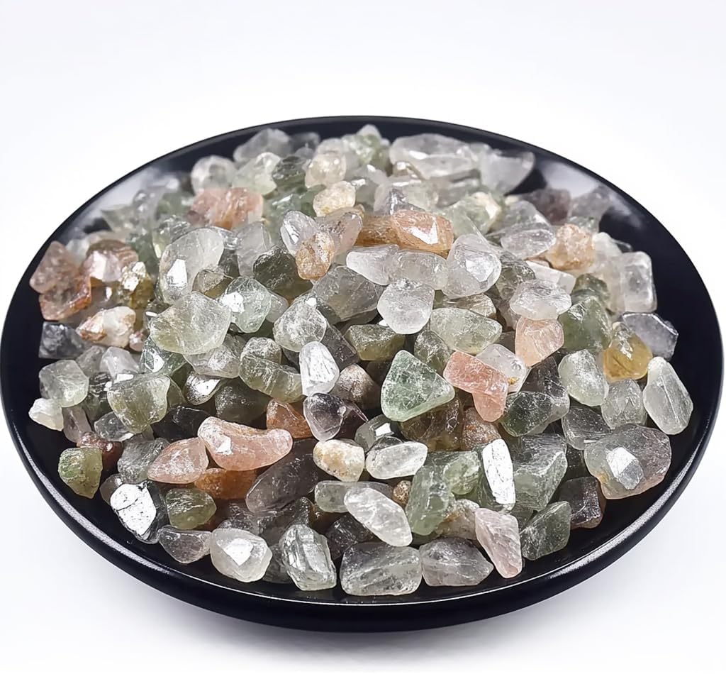 Polished Green Phantom Quartz Crystal Chips 200 Pcs - 0.3" 10 oz Tumbled Stone Chips Crushed Sea Glass Stones Healing Reiki Crystal Making Home Decoration