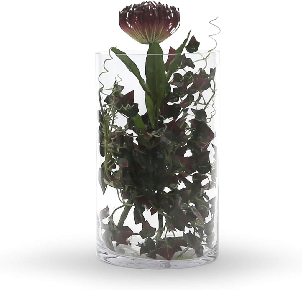 WGV Cylinder Vase, Width 7", Height 12", Clear Wide Large Diameter Flower Glassware, Floral Container, Planter Terrarium for Wedding Party Event, Home Accent Decor, 1 Piece