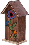 Topadorn Wooden Birdhouse, Carved Floral Bird House for Outdoor Yard Garden Porch Patio Decor, Brown Hanging Wild Bird House, Gift for Bird Lovers