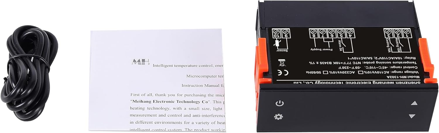 Temp Control Thermostat Operating Voltage AC110V Includes relays*3 Temperature Probe 1m Fully Automatic Intelligent Control System for All Types of Heating and Cooling Equipment.