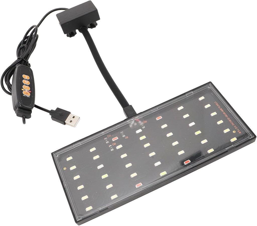 BAFOVY Clip On Aquarium Light, Fish Clip On USB Powered LED Dimmable 10 Speed Brightness Timing Control Fish Clamp Light for Home Indoor