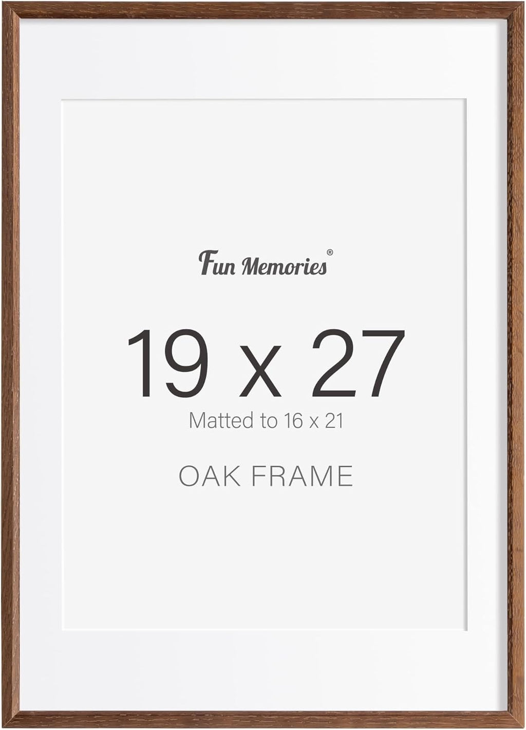 Fun Memories 19x27 Oak Picture Frame for Wall, 19x27 Frame with Matted to 16x21, Solid Wood Picture Frames for Wall Art Photo and Prints (Walnut, 1 Pack)