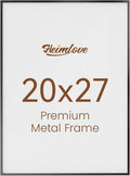 Heimlove 20x27 Metal Picture Frame,Black Aluminum Wall Gallery Poster Puzzles Artwork frames-Real Tempered Glass,Mounting Horizontally or Vertically Decor for Wall-1Pack