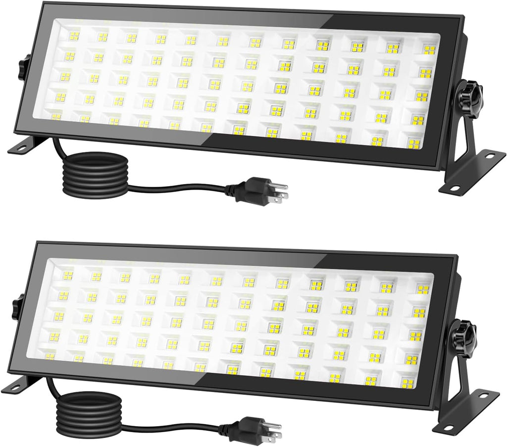 2 Pack LED Shop Light for Garage, 120W 10000lm 5000K Daylight LED High Bay Light, IP66 Waterproof Outdoor Flood Light with US Plug 5FT Cable for Workshop Yard Garage Factory Area Lighting Fixture