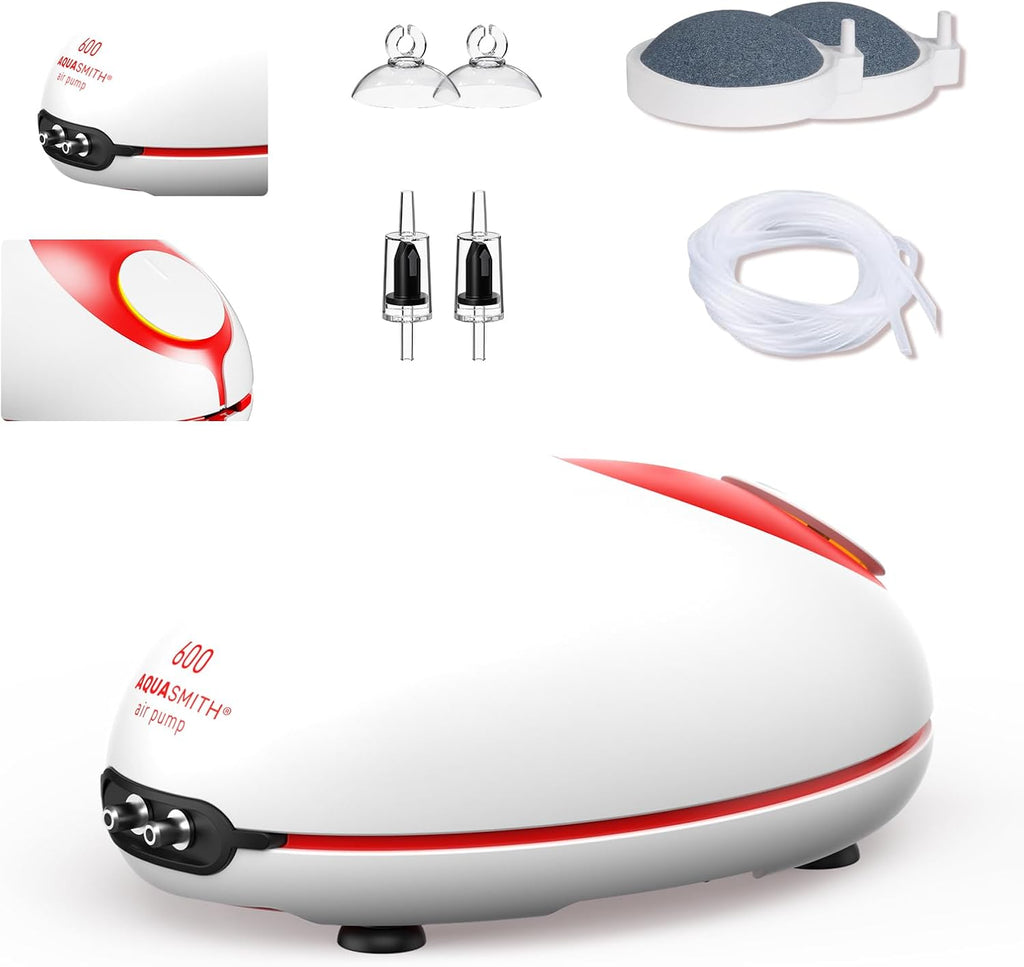 5w Ultra Quiet Aquarium Air Pump, Aquarium Aerator Adjustable Airflow, Single Hole Suitable for 100 to 160 GPH Fish Tank