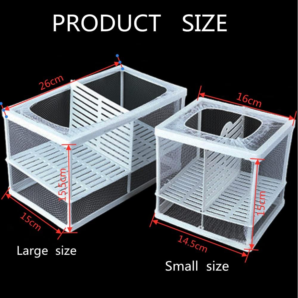 2 Pcs Aquarium Hatchery Net Fish Isolation Box,Nylon Mesh Fish Fry Hatchery Breeder Box Separation Net with Isolation Board