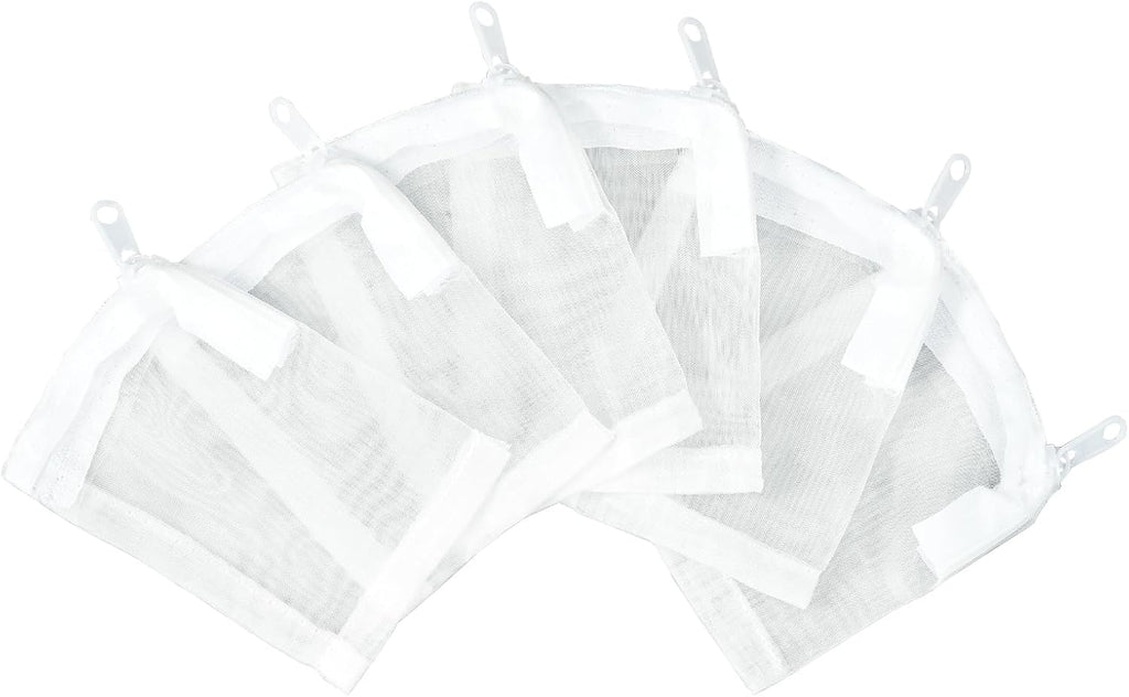 AQUANEAT Aquarium Filter Media Bags 6pcs Fish Tank Extra Fine 100 Micron Mesh Bags with Plastic Zipper for Activated Carbon (3” x 4”)