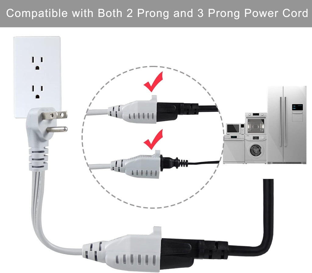 KUNCAN Appliance Power Extension Cord - 3 Prong Flat Wire SPT-3 14 AWG Heavy Duty Male to Female Extender Low Profile Grounded Cable for Major AC Unit, Air Conditioner, Refrigerator (12 Feet)
