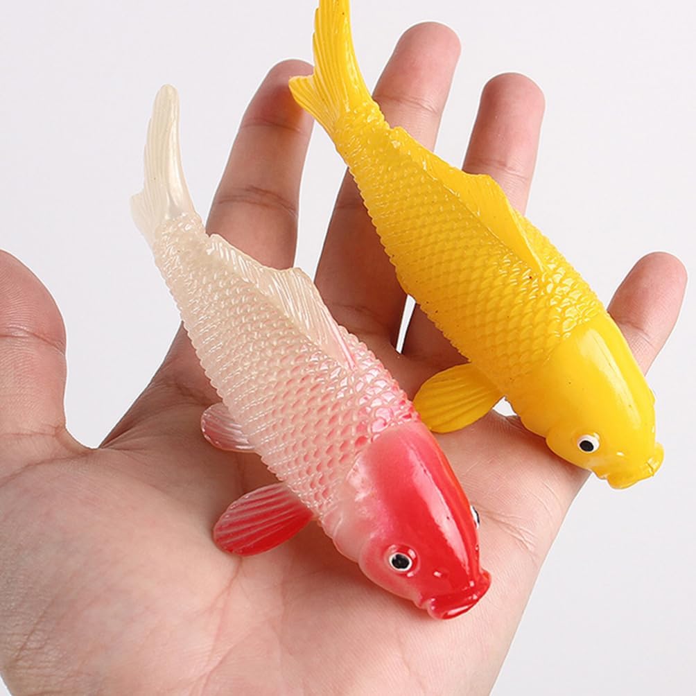 Luxshiny 5Pcs Mini Koi Fish Figures, Realistic Plastic Goldfish Decor for Miniature Garden, Fairy Garden, DIY Crafts and Aquarium Ornament