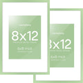 Homeforia 8x12 Picture Frame Sage Green, High End Metal 8 x 12 Poster Frames with Mat 6 by 8 Photo, 12x8 Frame Matted to 6x8 inch Art, 8by12 Wall or Tabletop Frames, Tempered Glass, Wall Kit, Set of 2